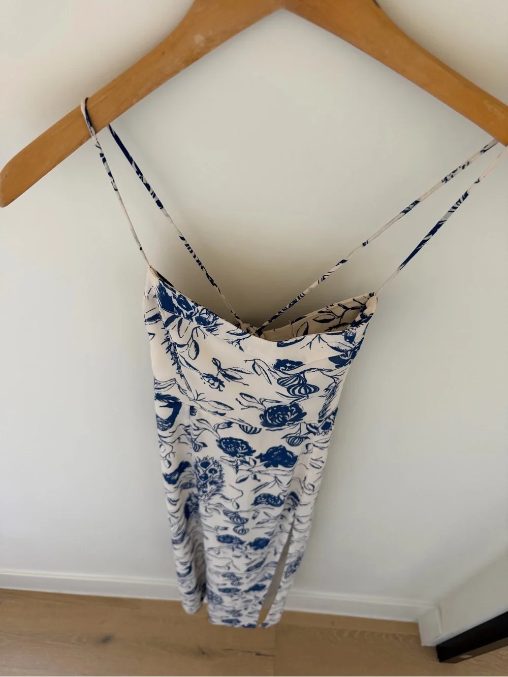 Abercrombie & Fitch Cream Maxi Slip Dress with Navy Floral Print